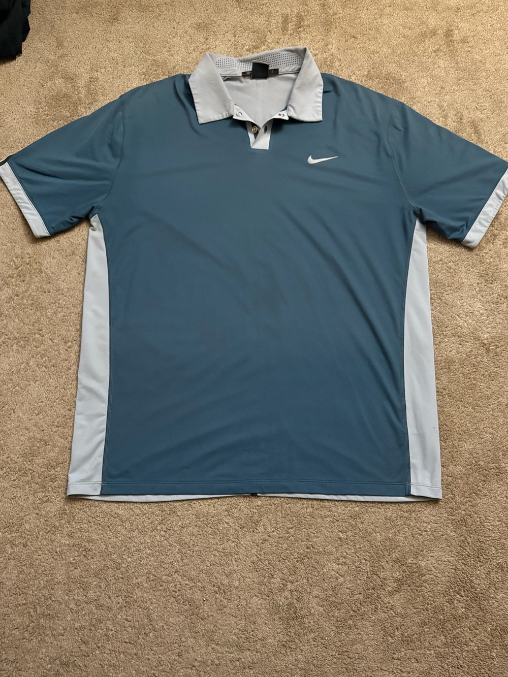 Nike Polo Shirt Mens L Gray Tiger Woods Collection Dri-Fit Golf Performance Snap
